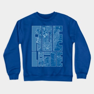 Adelaide, Australia Map Typography - Blueprint Crewneck Sweatshirt